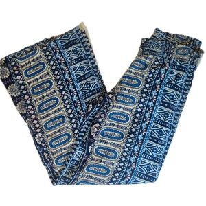 Billabong Pants Womens Small Blue Boho Rayon Wide Leg Smocked Waist Beach Lounge